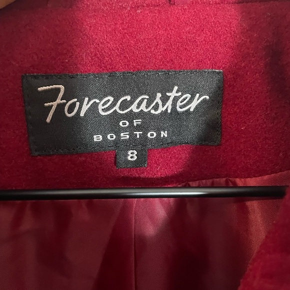 Vintage Forecaster of Boston Deep Red Burgundy Wool Blend Pea Coat Womens Size 8 - Picture 2 of 9